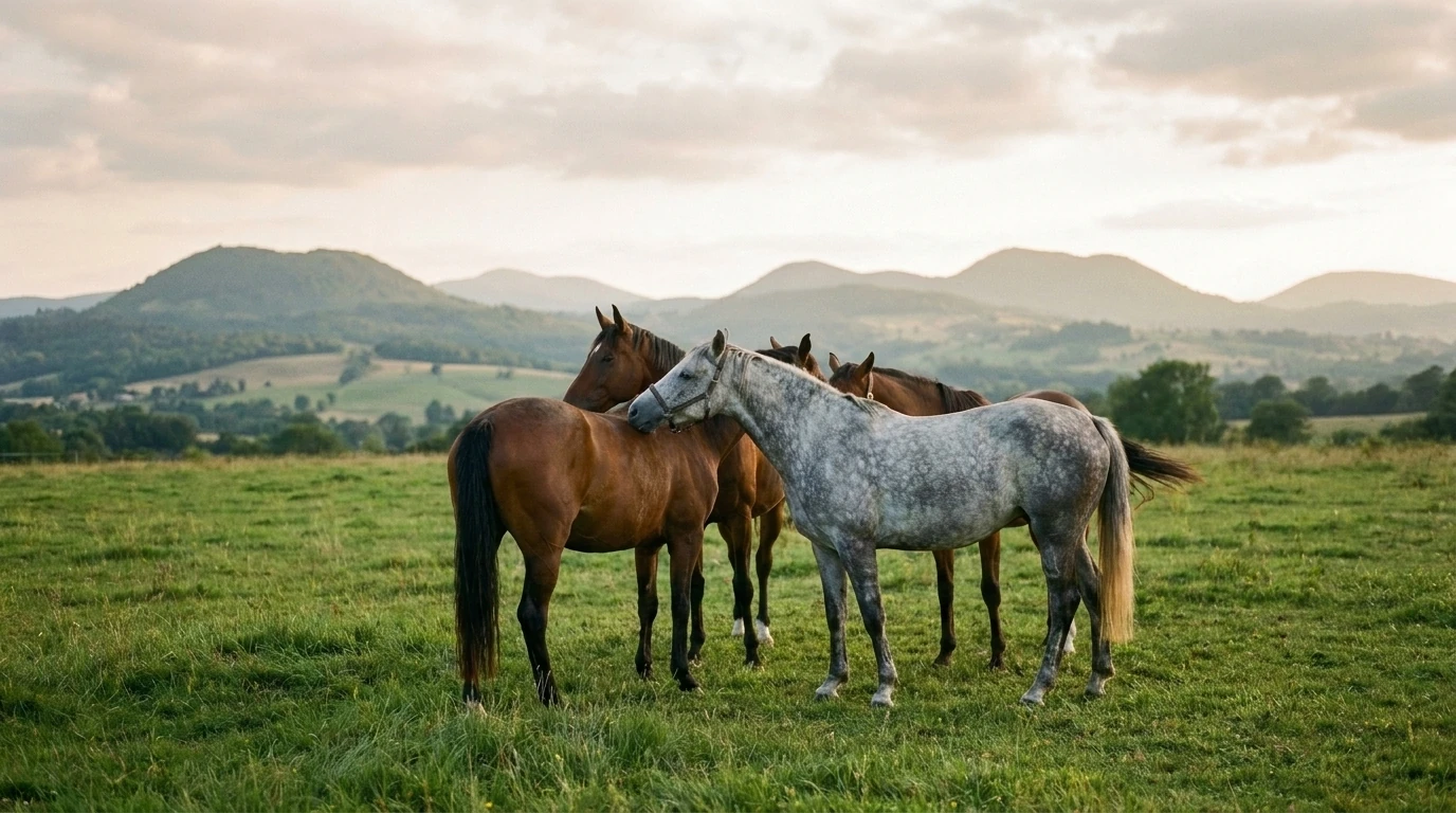 Les chevaux du Ecurie des Chênes en liberté, Allier